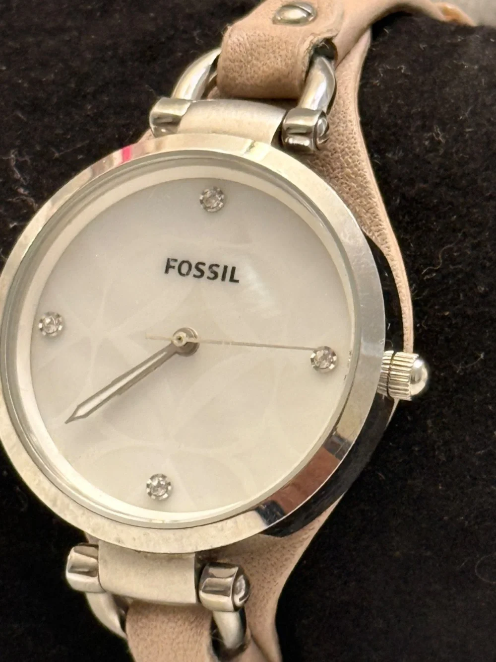 Fossil Light Pink Leather And Stainless Steel Wrist Watch #10